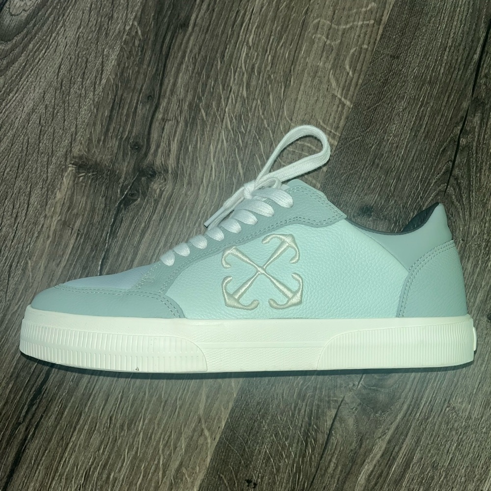 Off-White Sky Blue Leather Sneakers - Picture 3 of 5